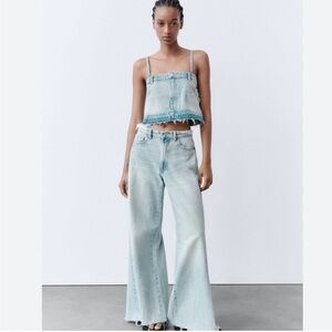 Zara denim jean top medium NWT
